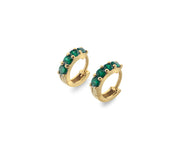 GOLD VERMEIL GREEN CUBIC ZIRCONIA HUGGIE HOOPS